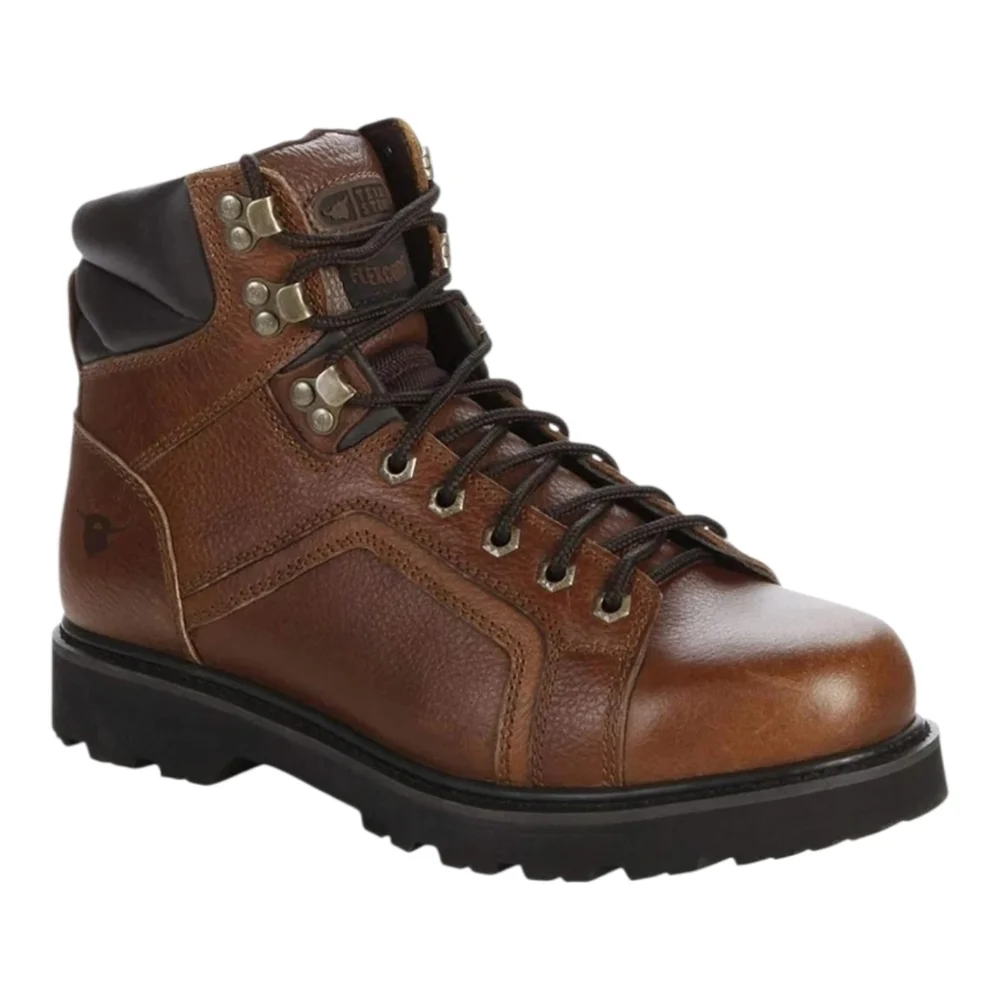 Texas Steer 8 wide Men's Brown Leather Work Boots oil resistant